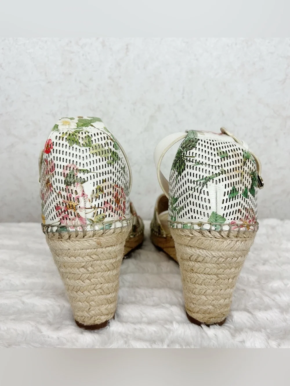 Vince Camuto Leerata Floral Espadrille Wedges 8.5 Garden Botanical Cottagecore